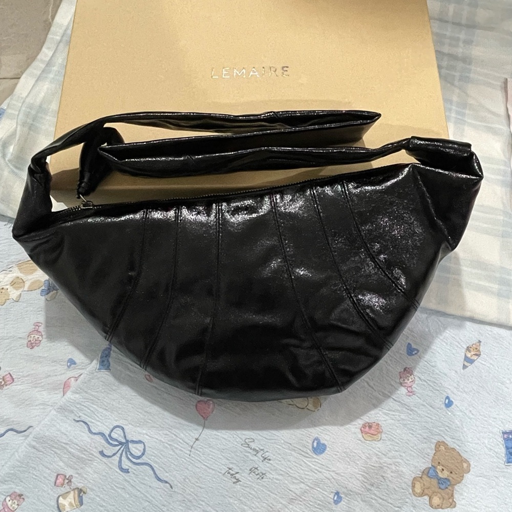 Lemaire Black Leather Crescent Shoulder Bag
